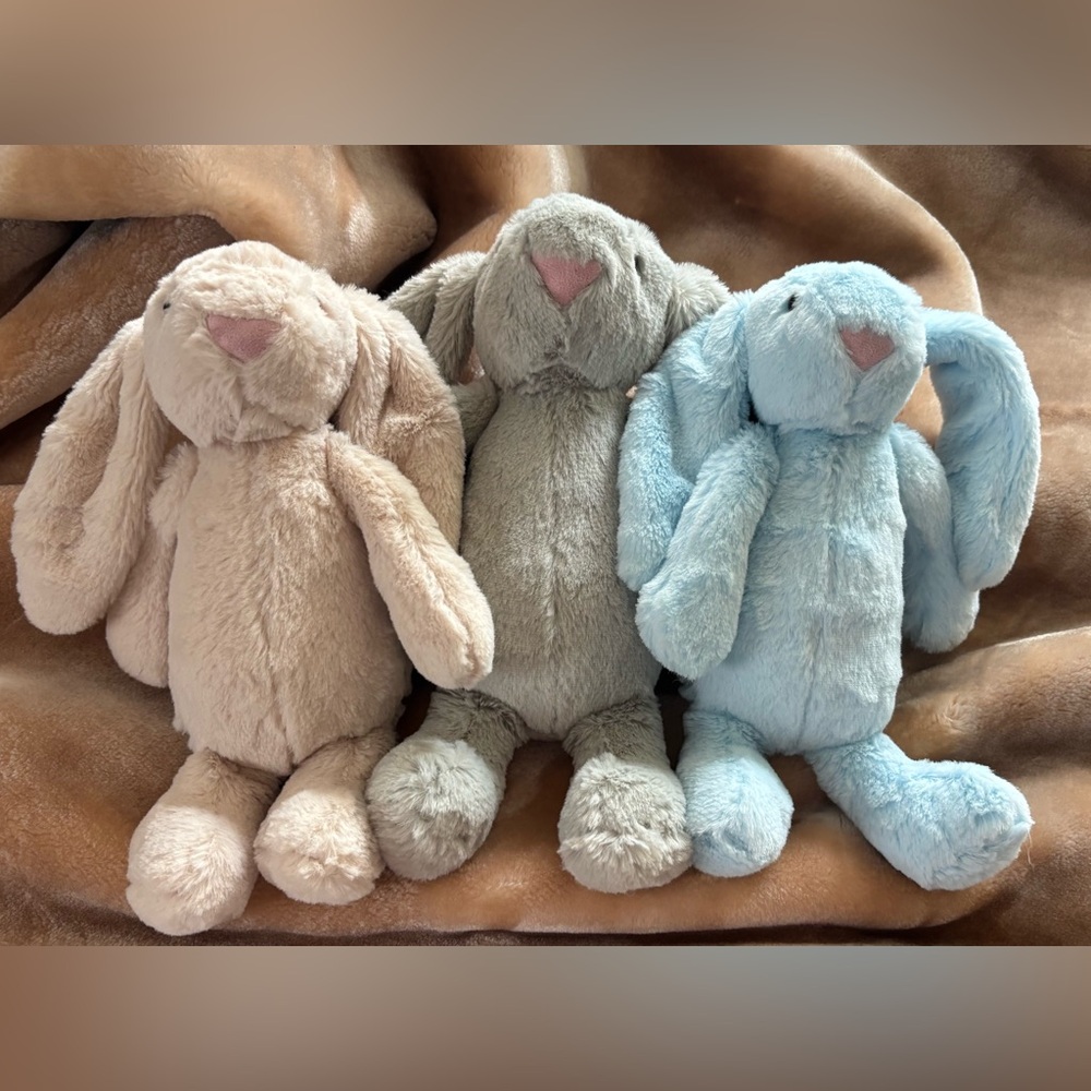 Plush Bunny Trio in Pastel Colors